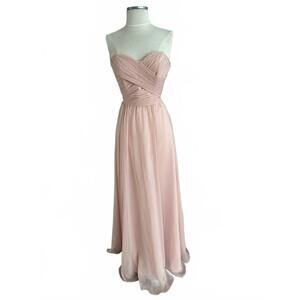 NEW ANGELINA FACCENDA women's strapless pleated bodice dress in blush